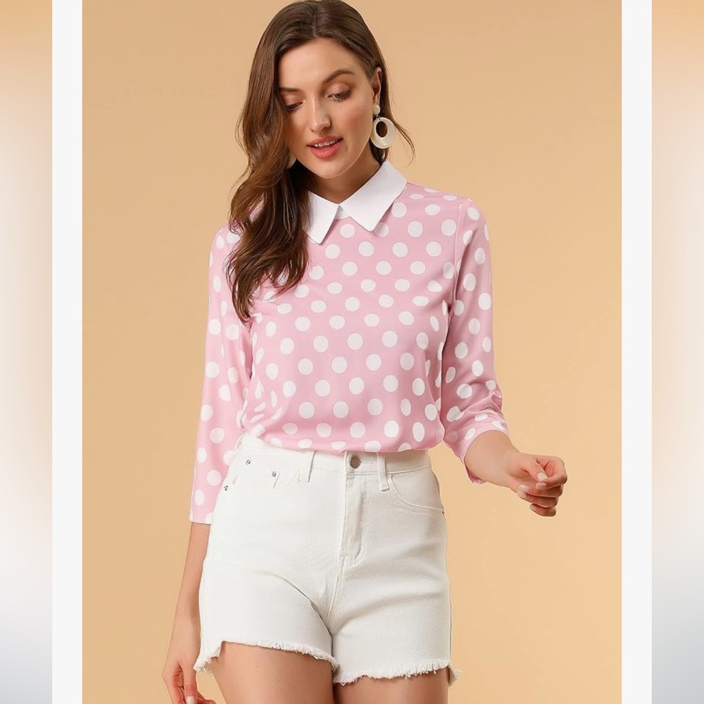 Peter Pan color polka dot blouse L